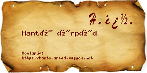 Hantó Árpád névjegykártya